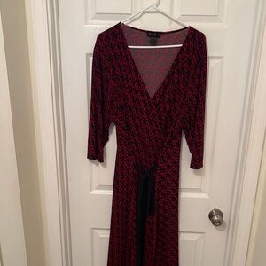 Red and Black Long Sleeve Dress